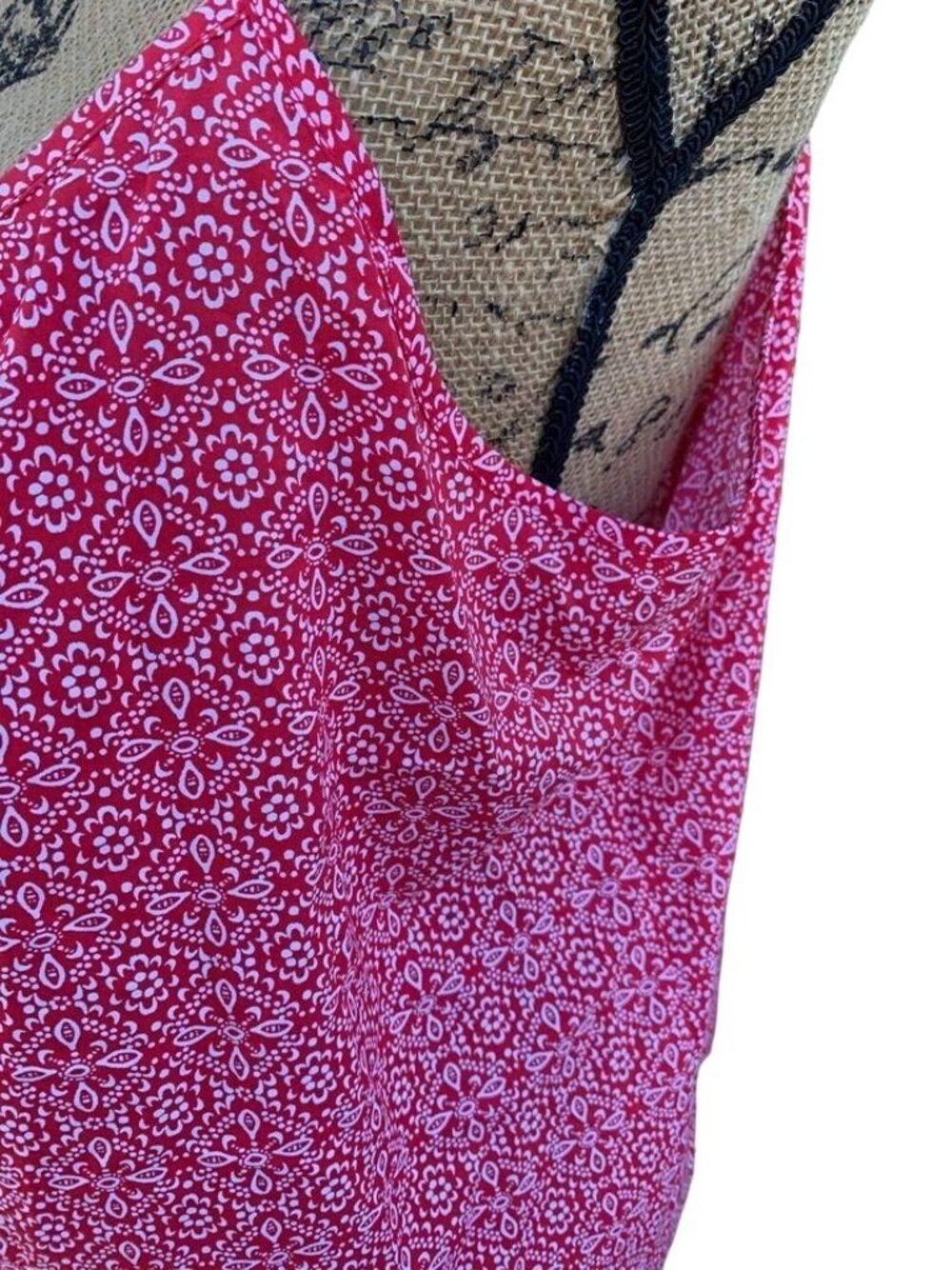 Red & White Paisley Long Tank Top XL Adjustable Straps - Picture 3 of 4